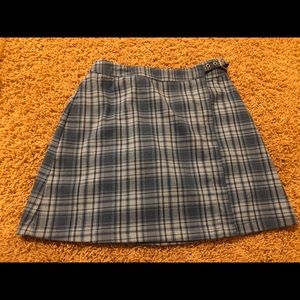 blue plaid belt brandy skirt